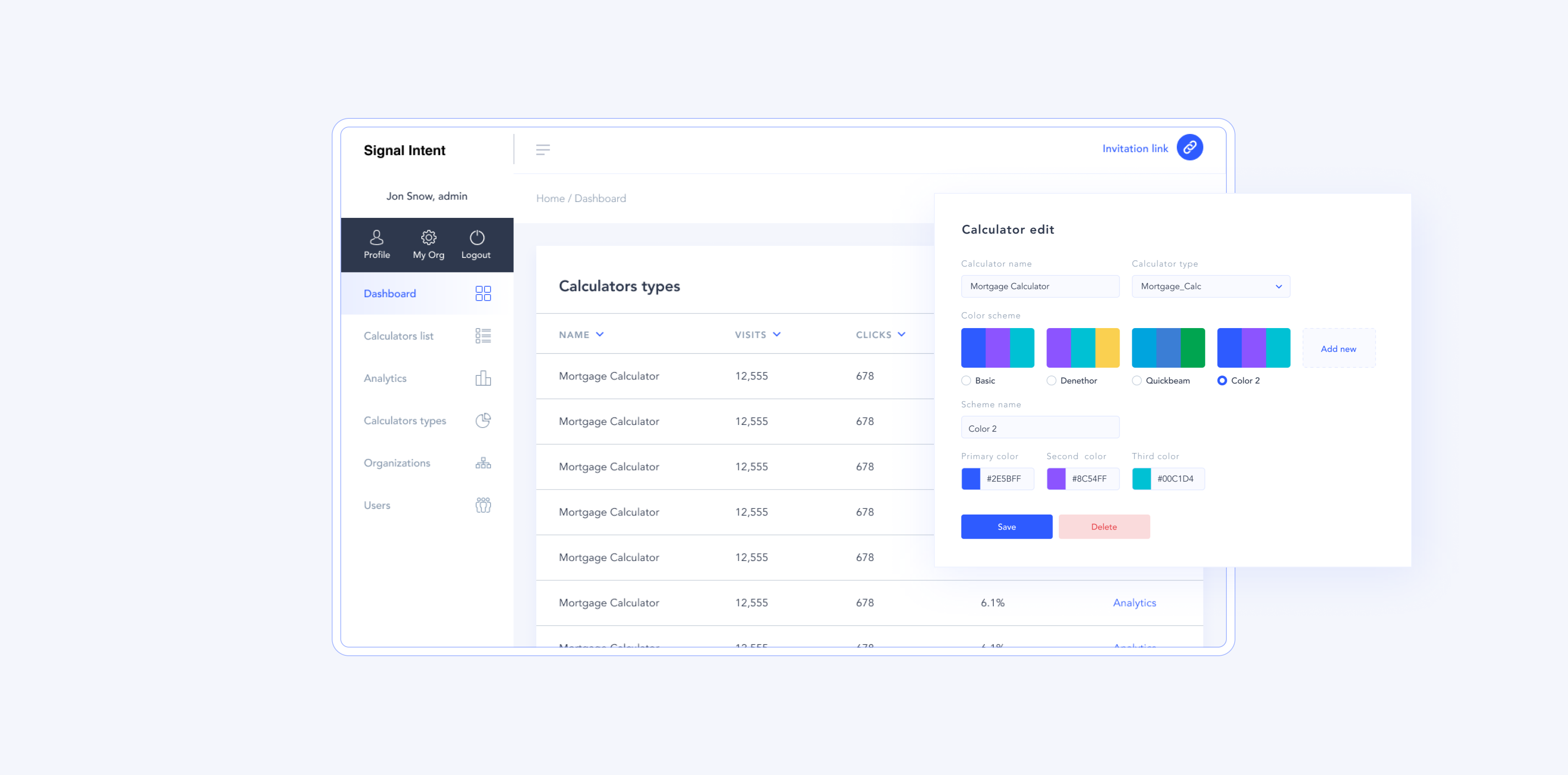 Online calculator SignalIntent